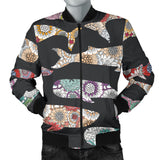 Whale Flower Tribal Pattern Men Bomber Jacket