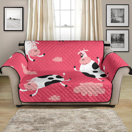 Cow Pattern Pink Background Loveseat Couch Cover Protector