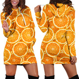 Sliced Orange Pattern Women Hoodie Dress