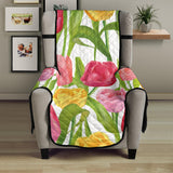 Pink Red Yellow Tulip Pattern Chair Cover Protector