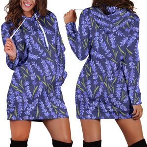 Lavender Theme Pattern Women Hoodie Dress