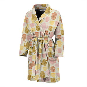 Tea pots Pattern Print Design 02 Men Bathrobe