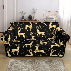 Gold Deer Pattern Loveseat Couch Slipcover