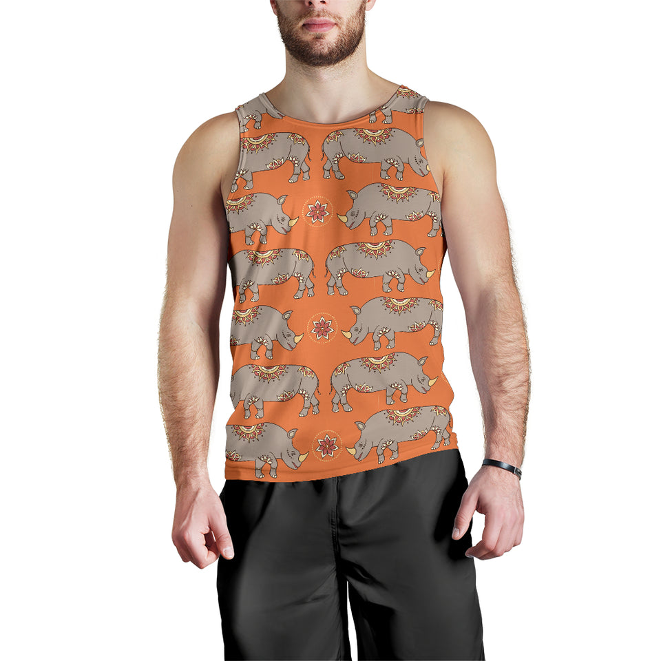 Rhino Pattern Theme Men Tank Top