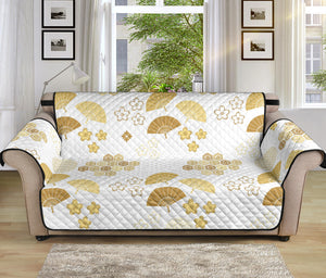 Gold Fan Japanese Pattern Sofa Cover Protector