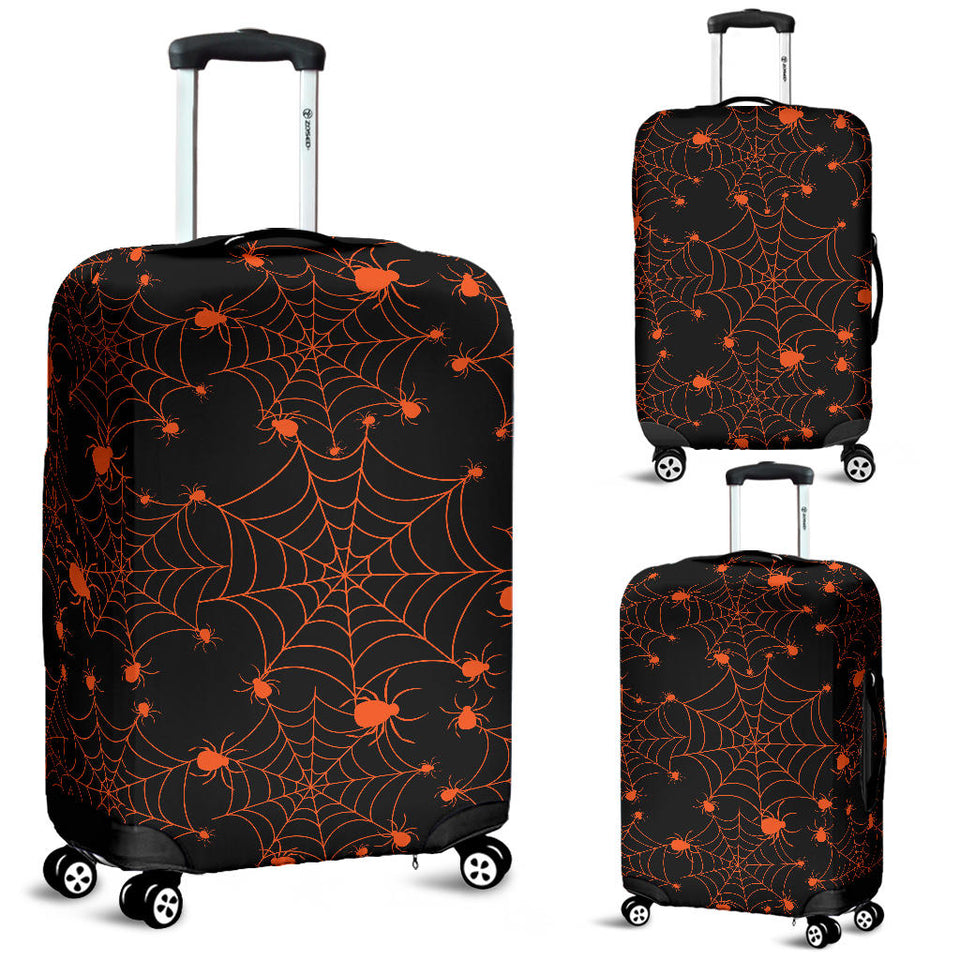 Orange Cobweb Spider Web Pattern Luggage Covers