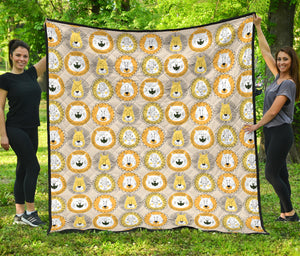 Lion Pattern Print Design 04 Premium Quilt