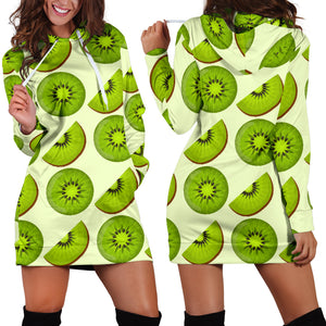 Kiwi Pattern Women Hoodie Dress