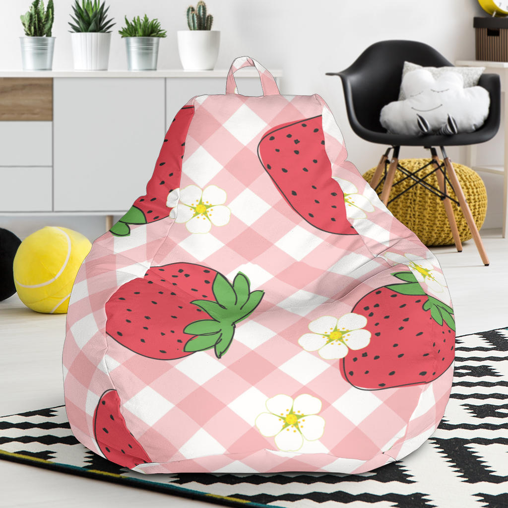 Strawberry Pattern Stripe Background Bean Bag Cover