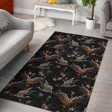 Japanese Crane Pattern Background Area Rug