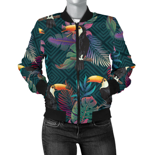 Toucan Pattern Women Bomber Jacket