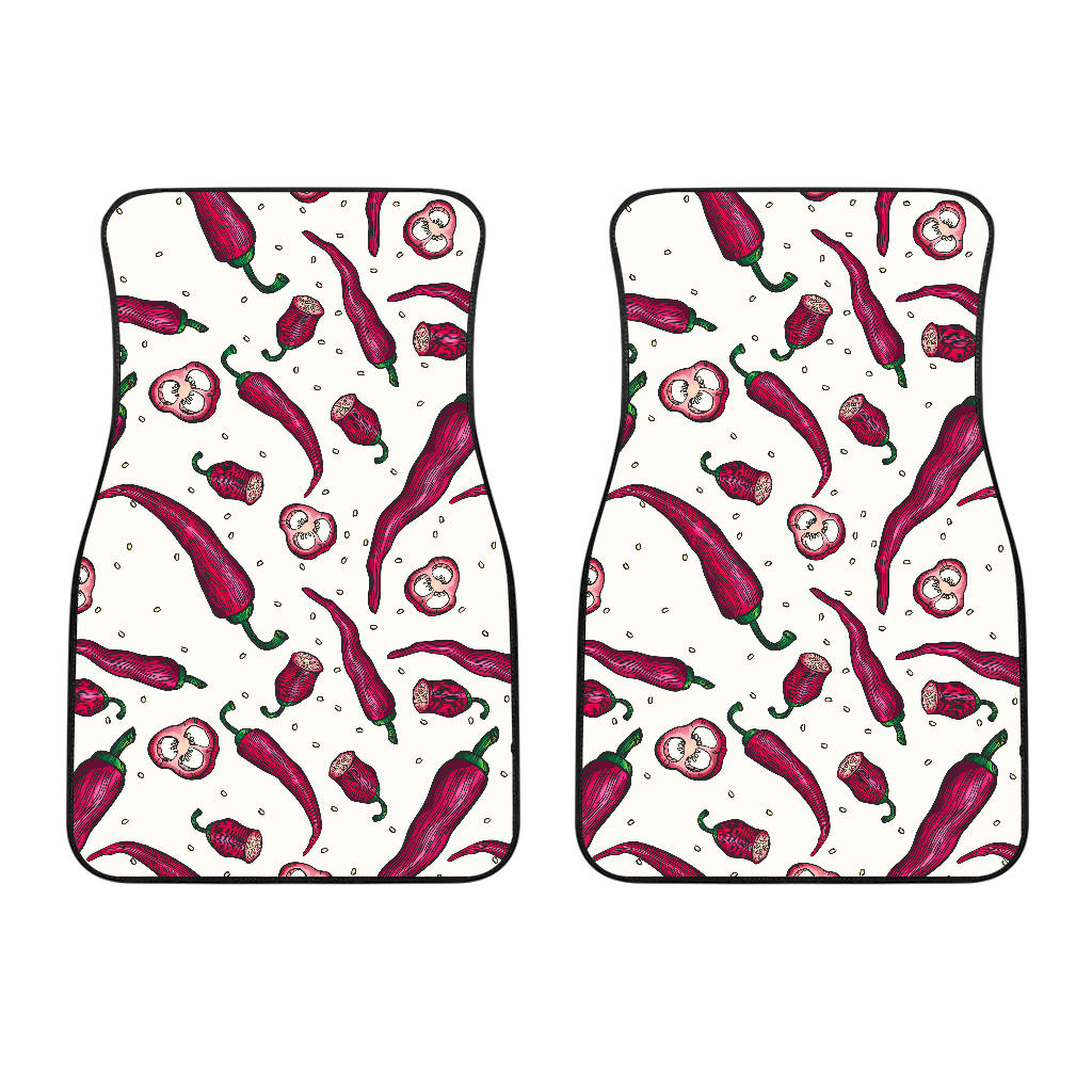 Red Chili Pattern background Front Car Mats