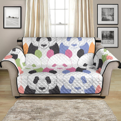 Colorful Panda Pattern Loveseat Couch Cover Protector