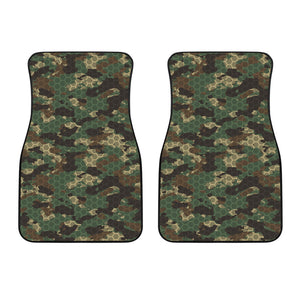 Green Camo Camouflage Honeycomb Pattern Front Car Mats