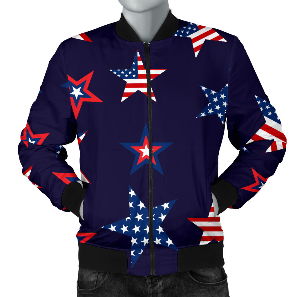 USA Star Pattern Theme Men Bomber Jacket