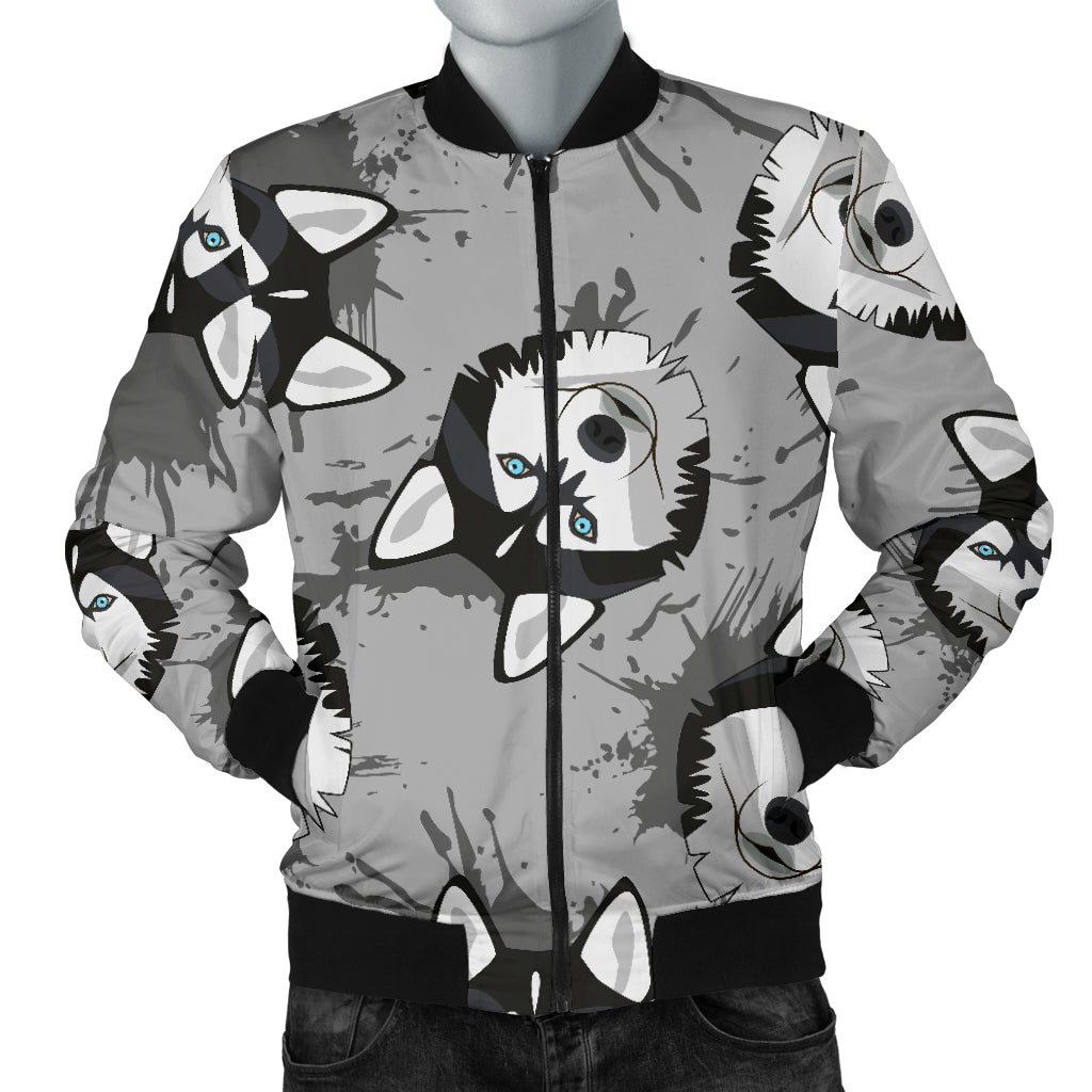 Siberian Husky Pattern Theme Men Bomber Jacket