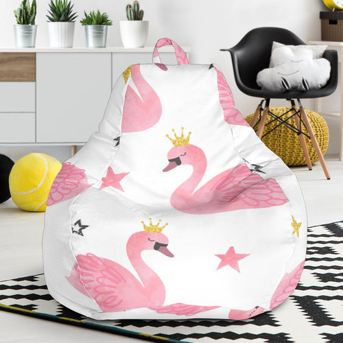 Pink Swan Pattern Bean Bag Cover