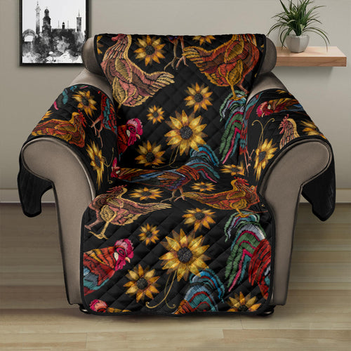 Rooster Chicken Flower Pattern Recliner Cover Protector