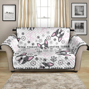 Boston Terrier Pattern Loveseat Couch Cover Protector