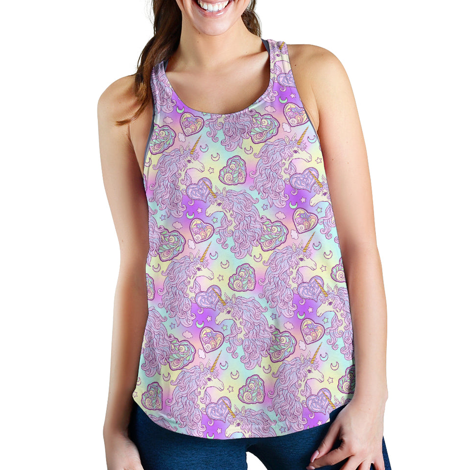 Unicorn Heart Pattern Women Racerback Tank Top