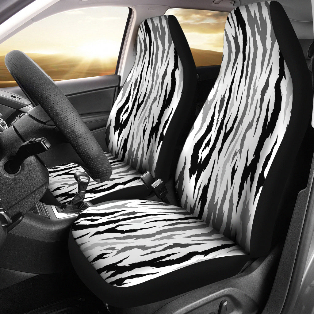 Gray Bengal Tiger Pattern Universal Fit Car Seat Covers