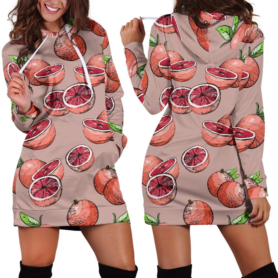 Grapefruit Pattern Background Women Hoodie Dress