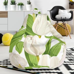 White Tulip Pattern Bean Bag Cover