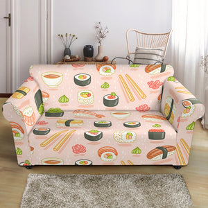 Sushi Pattern Background Loveseat Couch Slipcover