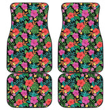 Hibiscus Pattern Print Design 01 Front and Back Car Mats