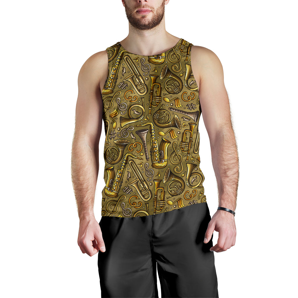 Saxophone Gold Pattern Men Tank Top