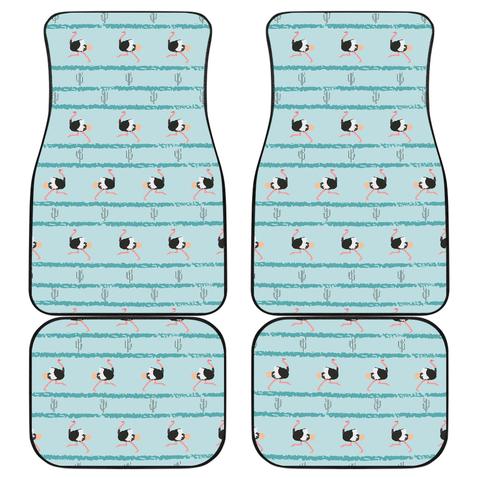 Ostrich Pattern Print Design 04 Front and Back Car Mats