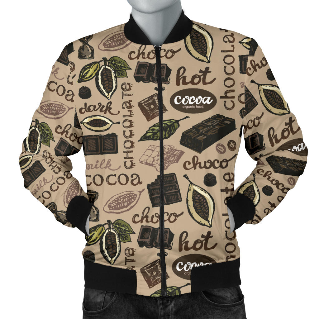 Cocoa Chocolate Pattern Men Bomber Jacket