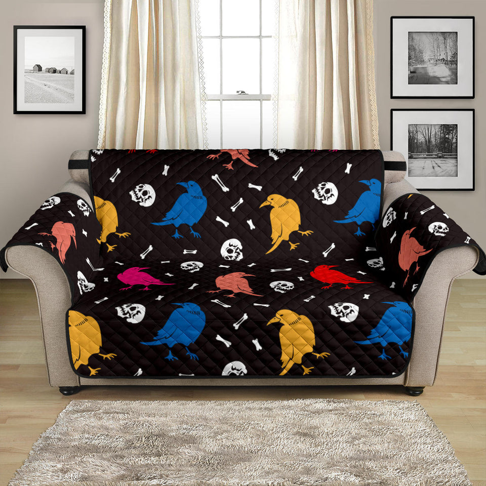 Colorful Crow Pattern Loveseat Couch Cover Protector