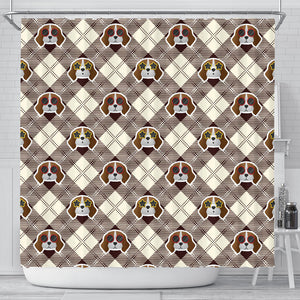 Beagle with Sunglass Pattern Shower Curtain Fulfilled In US