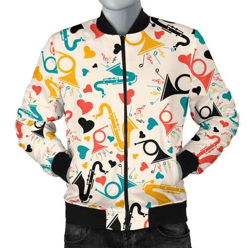 Saxophone Pattern Background Men Bomber Jacket