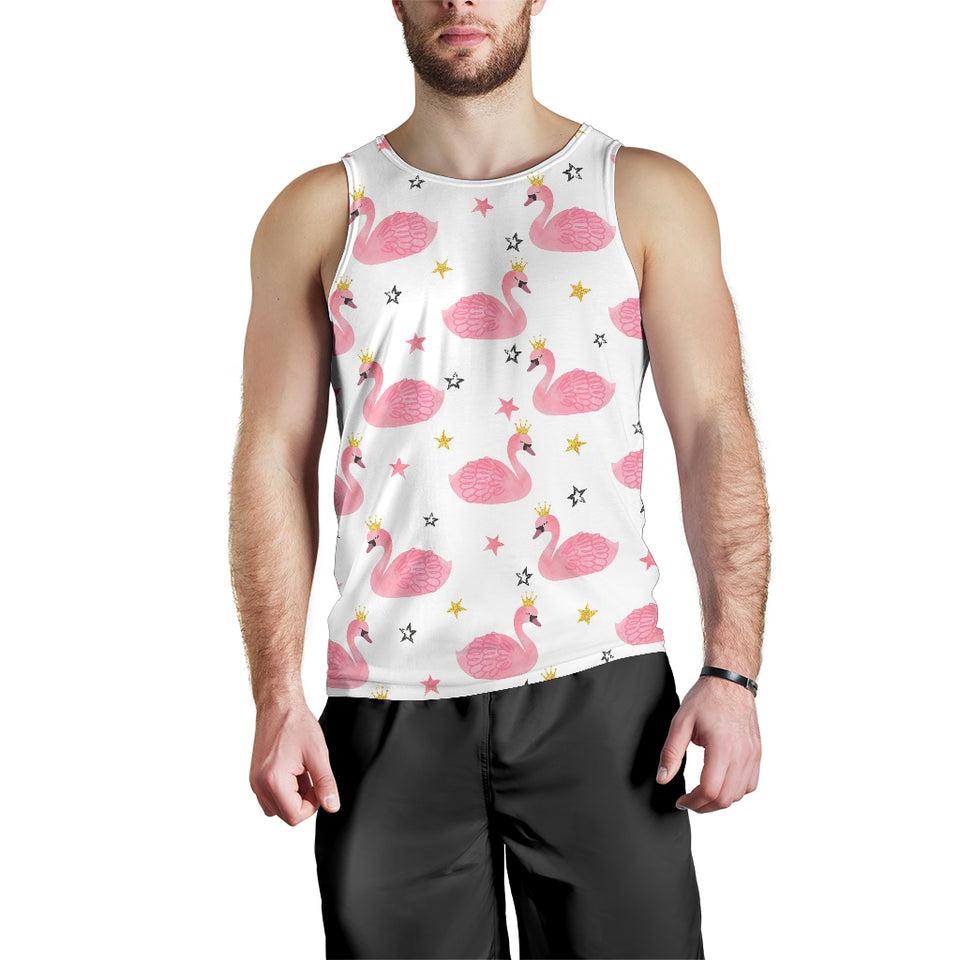 Pink Swan Pattern Men Tank Top