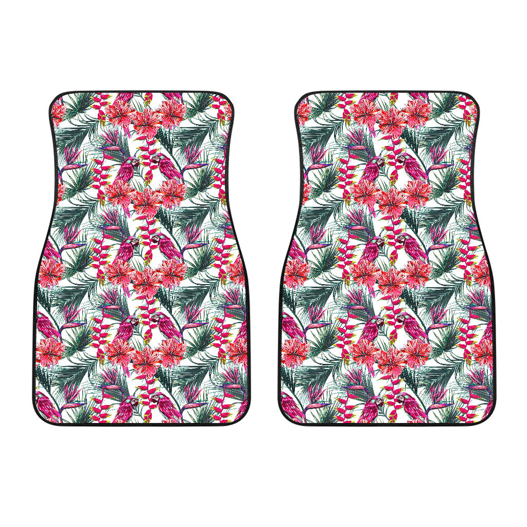 Pink Parrot Heliconia Pattern Front Car Mats