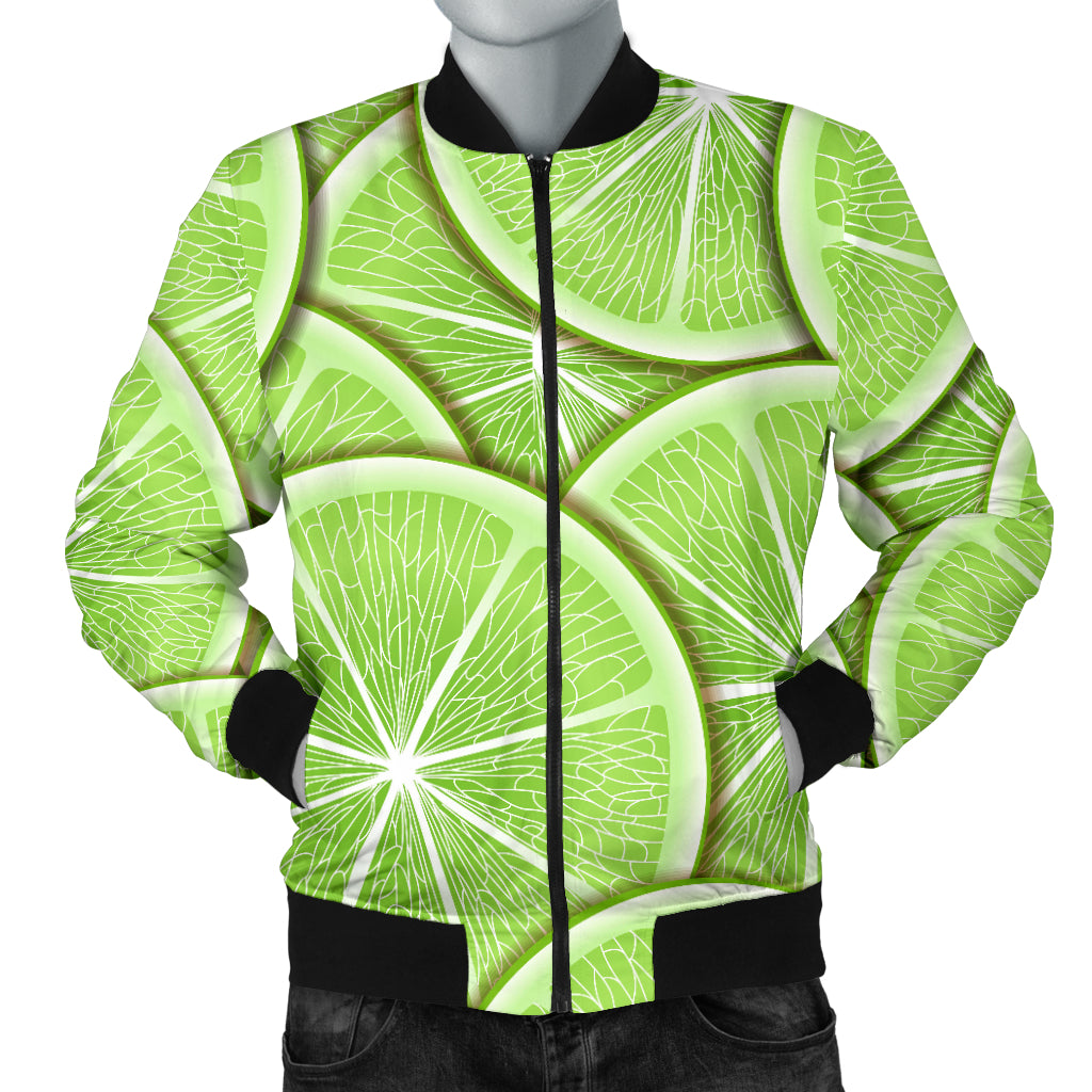 Sliced Lime Pattern Men Bomber Jacket