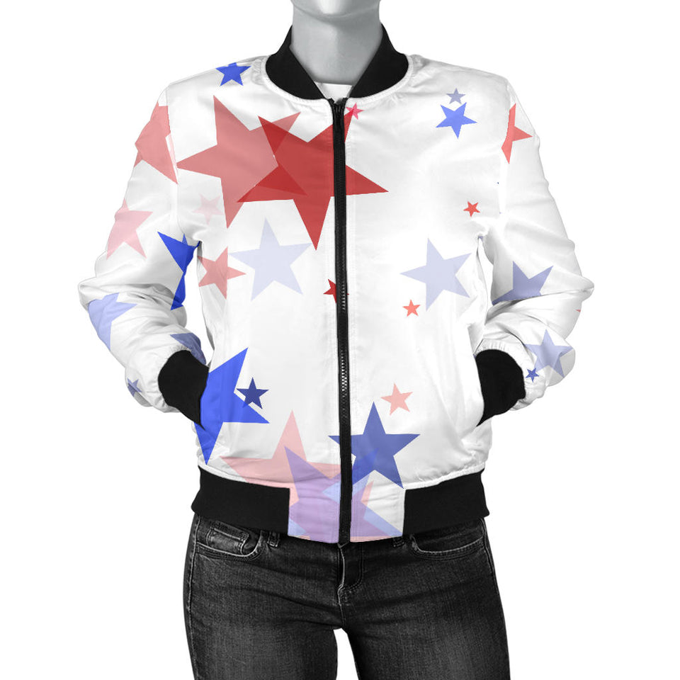 USA Star Pattern Women Bomber Jacket