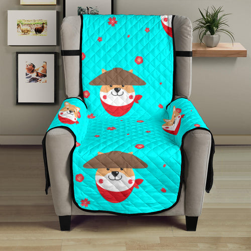 Shiba Inu Japanese Hat Pattern Chair Cover Protector