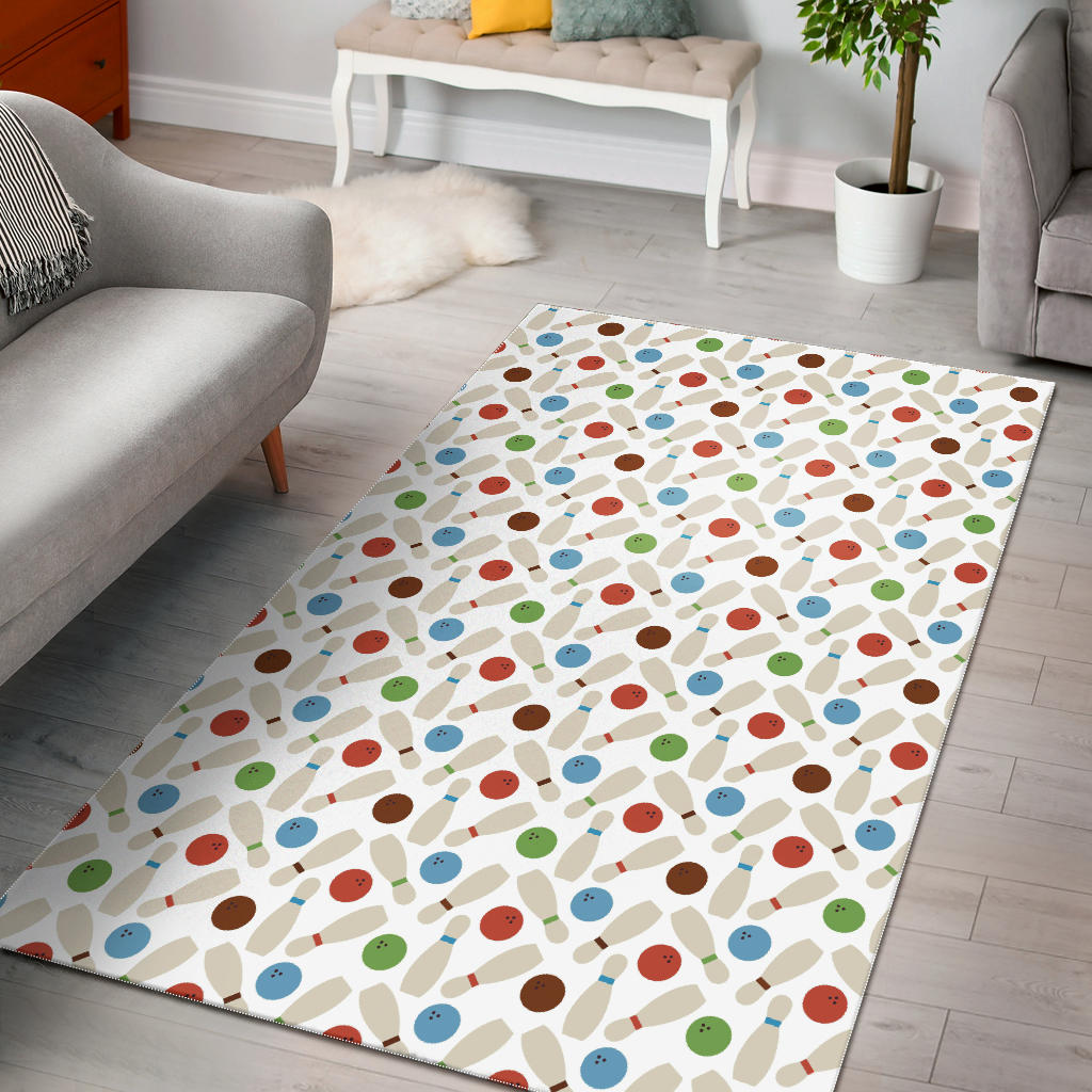 Bowling Ball and Pin Pattern Area Rug