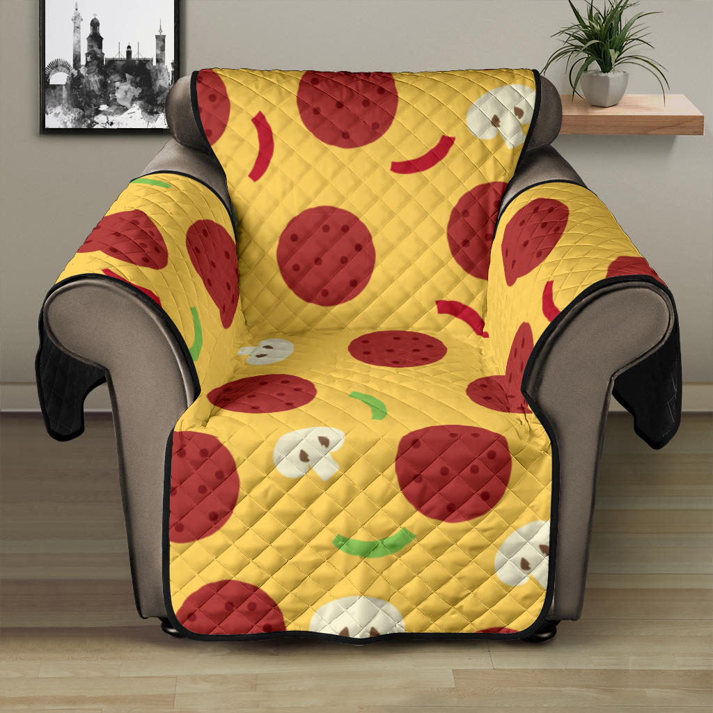 Pizza Salami Mushroom Texture Pattern Recliner Cover Protector