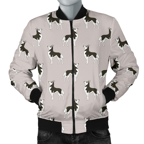 Siberian Husky Pattern Background Men Bomber Jacket