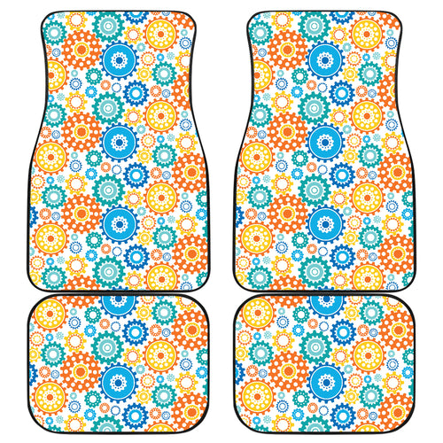 Gear Pattern Print Design 04 Front and Back Car Mats