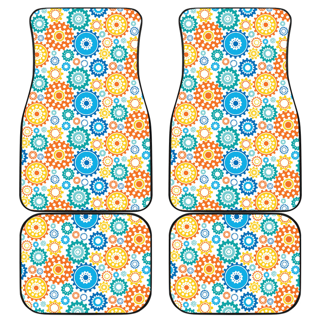 Gear Pattern Print Design 04 Front and Back Car Mats