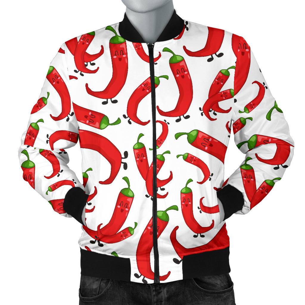 Red Chili Pattern Men Bomber Jacket