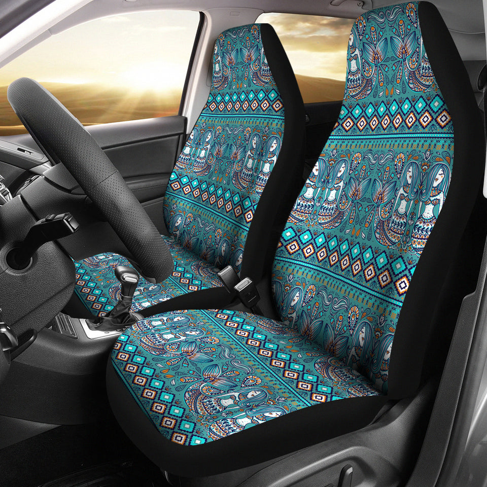Mermaid Pattern Ethnic Motifs Universal Fit Car Seat Covers