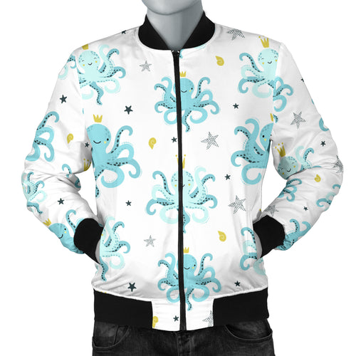 Octopus Blue Pattern Men Bomber Jacket