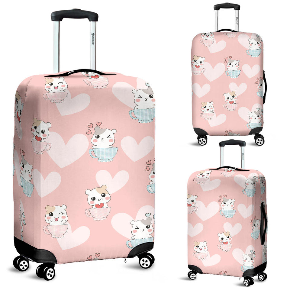 Hamster in Cup Heart Pattern Luggage Covers