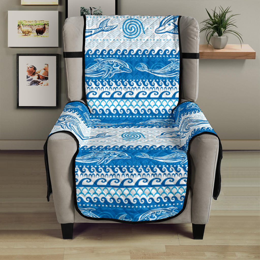 Dolphin Tribal Pattern background Chair Cover Protector